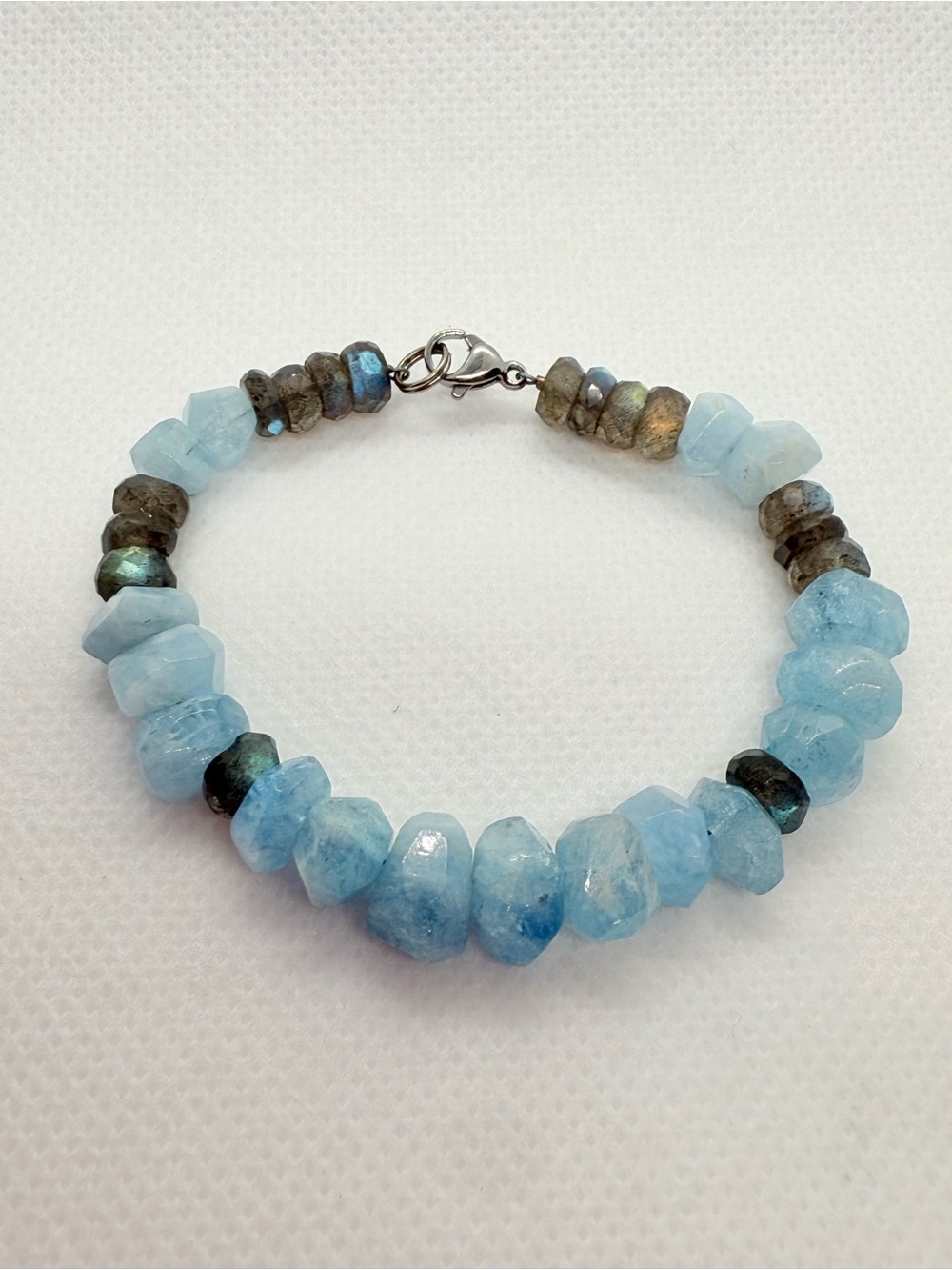 Aquamarine and Labradorite Gemstone Bead Bracelet!